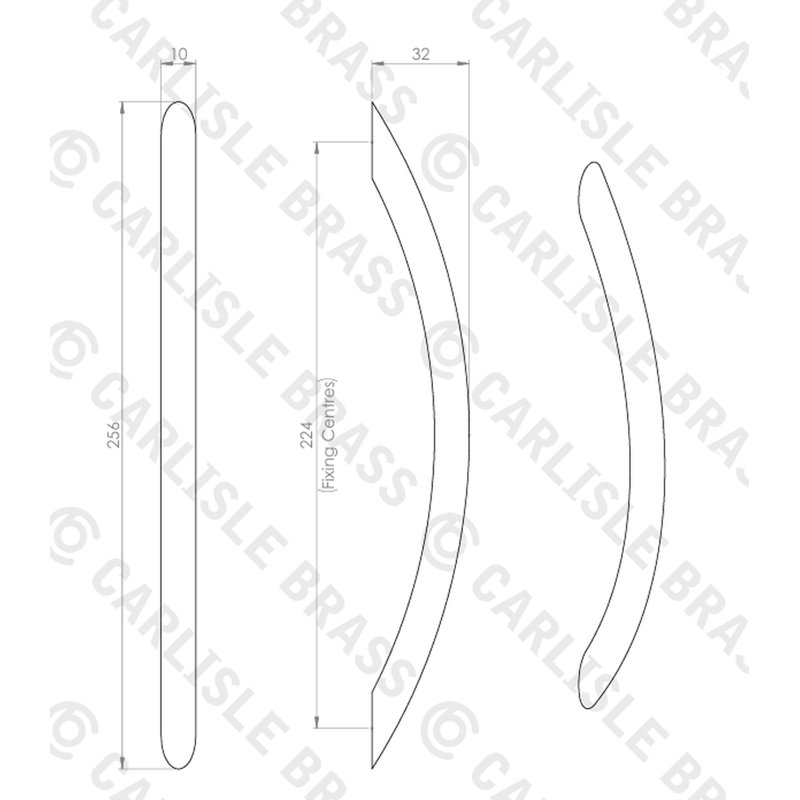 Arch Handle, 1 x 25.6cm, Satin Nickel