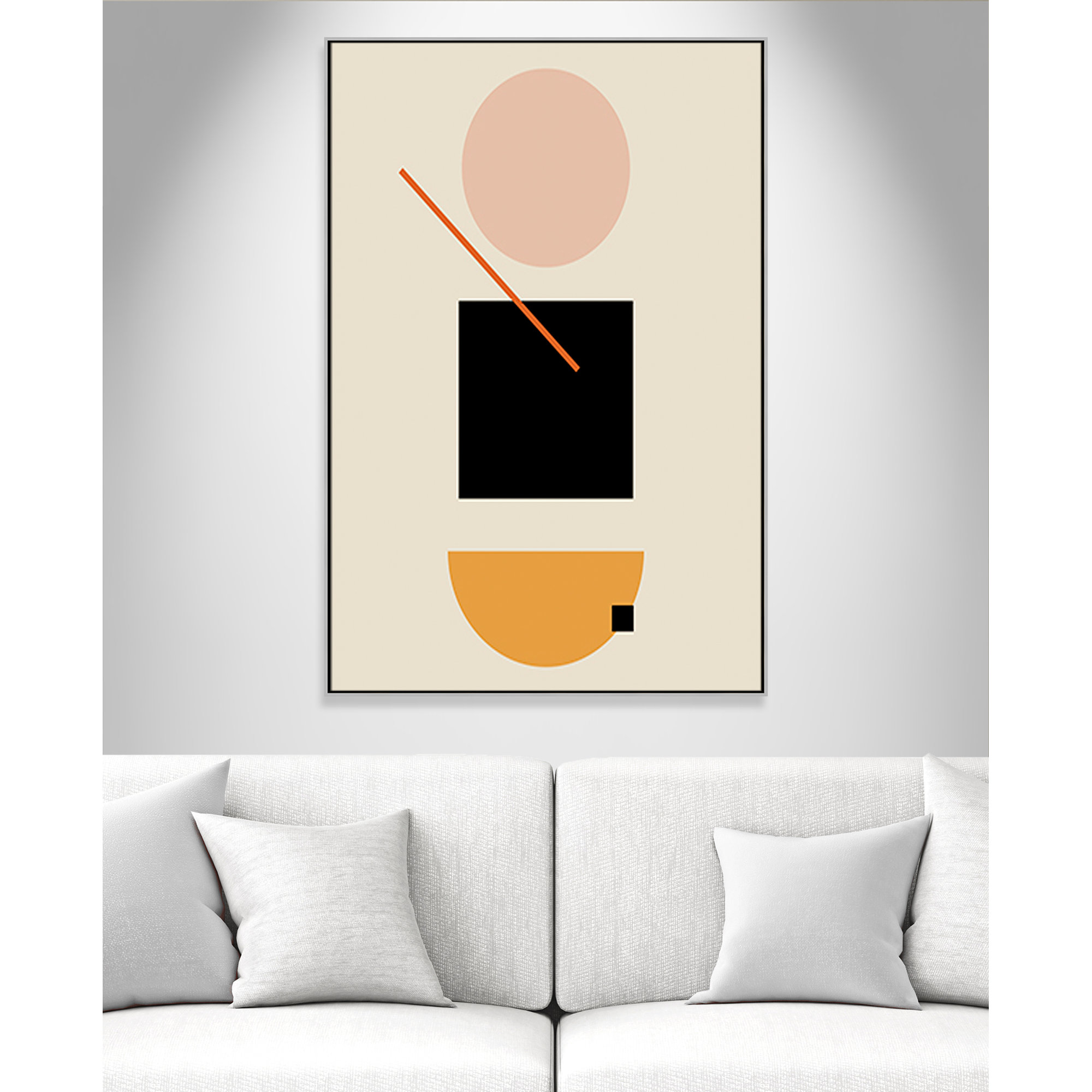 Simple Shapes by Daniela Santiago, 61.5" H x 41.5" W x 2" D, Silver Framed