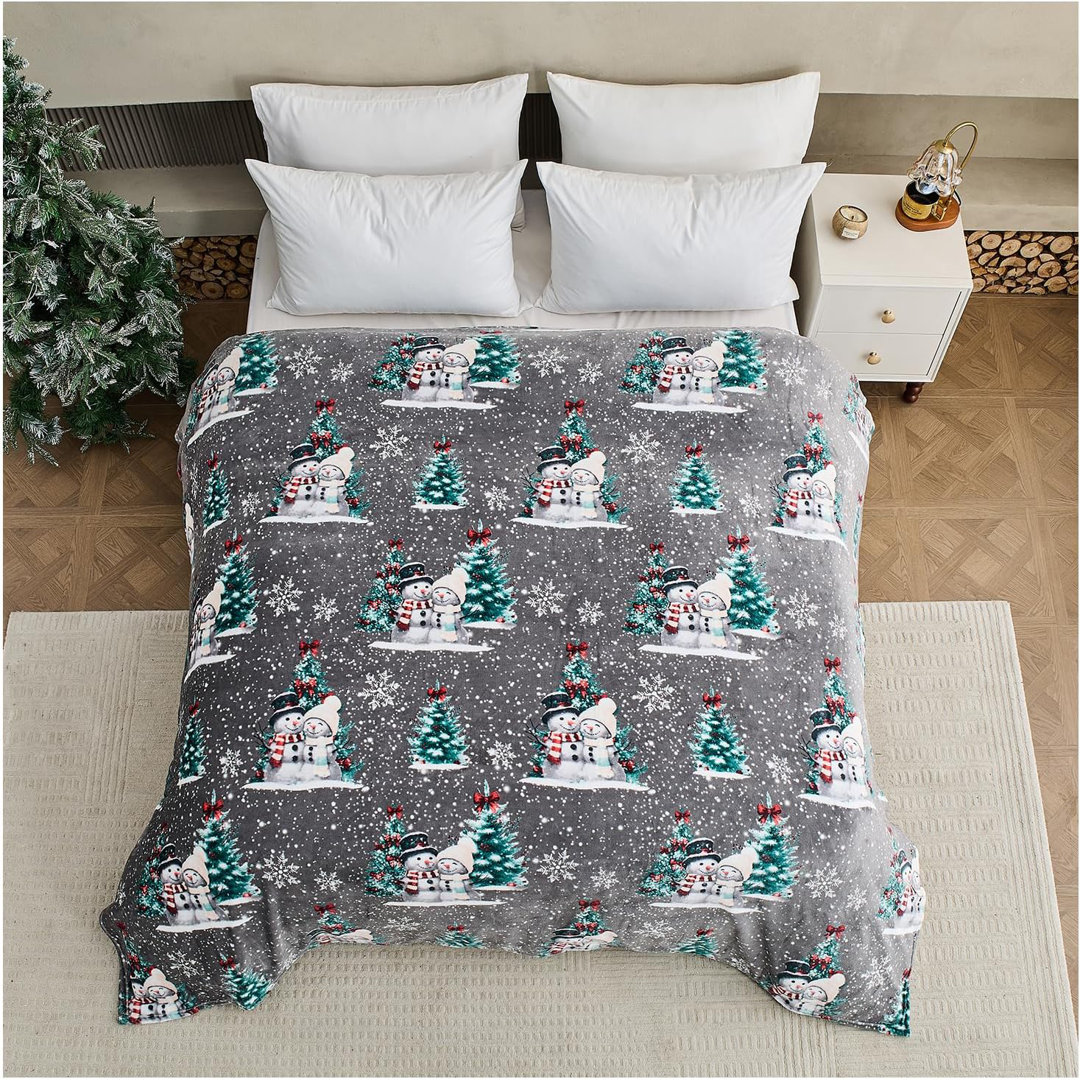 XMAS FLANNEL THROW SNOW MY LOVE 230X230
