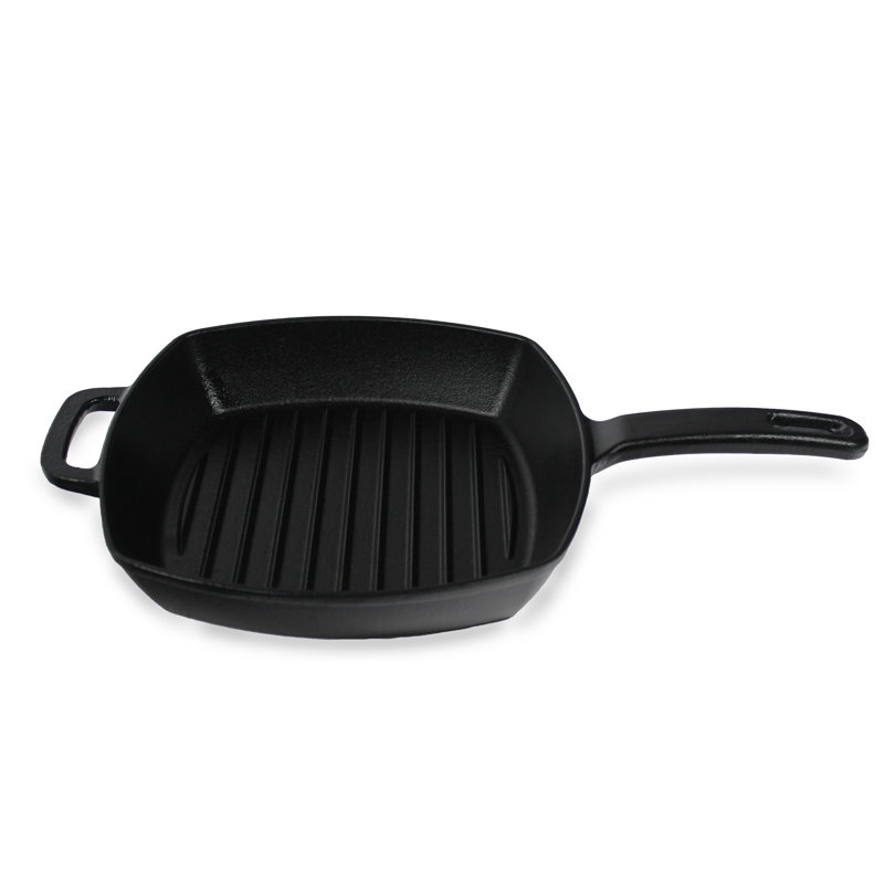 Megamaster 10.25-Inch Cast Iron Griddle Pan, Square Nonstick Grill Pan for Stove Tops, Steak Searing & Vegetable Grilling, BBQ Accessory for Indoor/Outdoor Cooking - 630-0010P