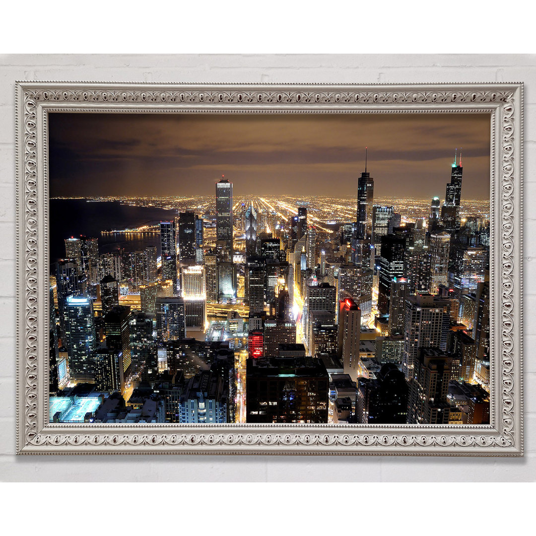 Chicago Skyline Nights - Einzelne Bilderrahmen Kunstdrucke