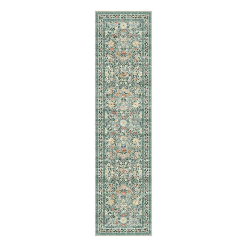 Caden Washable Floral Area Rugs With Non-Slip Backing, Runner 2' x 8'