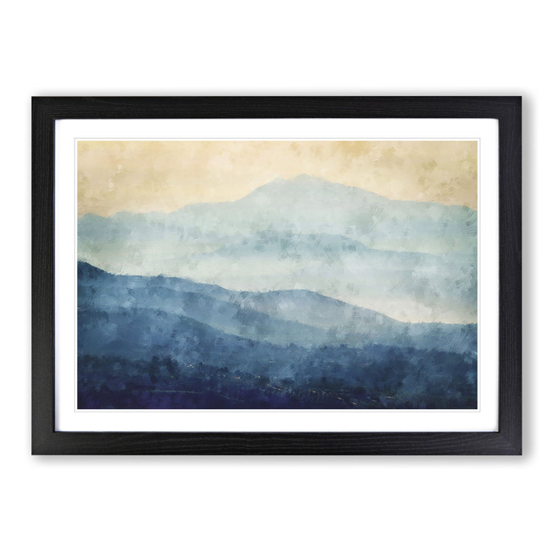 Mountain Fog in Crete Greece - Picture Frame Painting Print, 33cm H x 45cm W x 2cm D, Black Framed