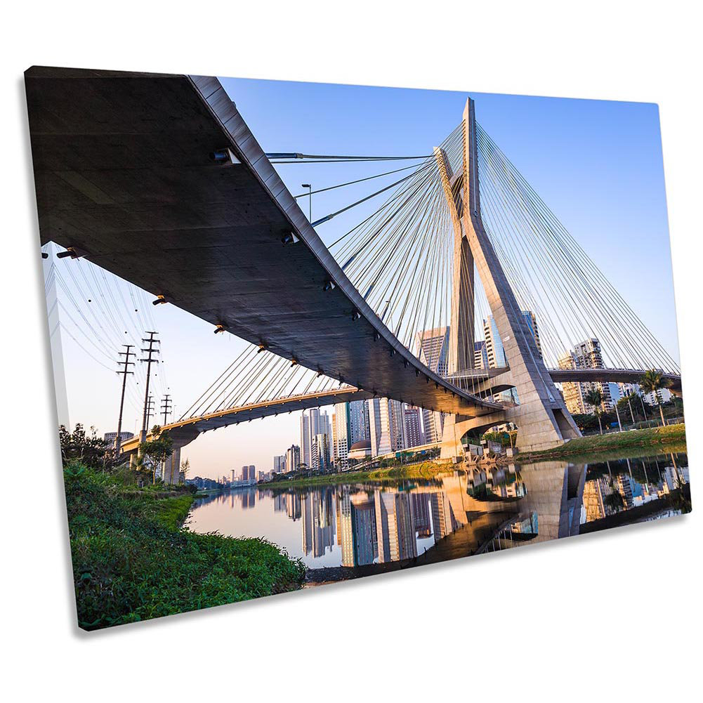 Sao Paulo Bridge Brazil Framed - Wrapped Canvas Print
