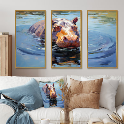 «Curious Water Hippo - Hippopotamus», art mural