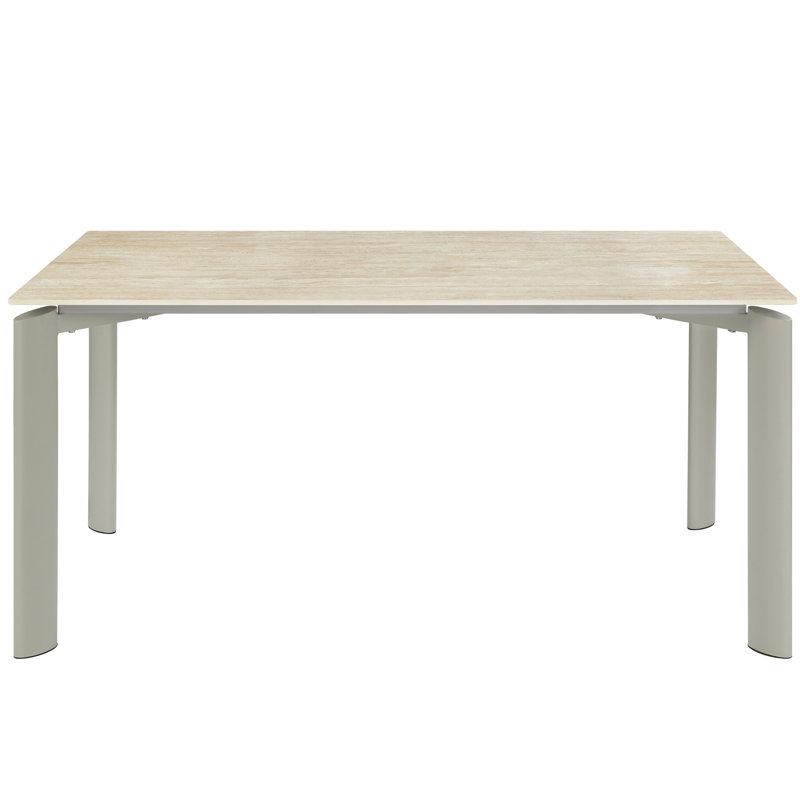 Gray Ceramic Top Dining Table With A Spacious Surface Construction