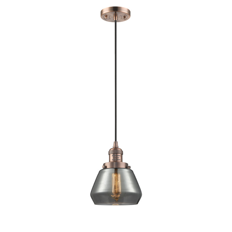 Rivka 1 - Light Single Pendant, Plated Smoked, 6 Watt Vinage LED Bulb, Antique Copper