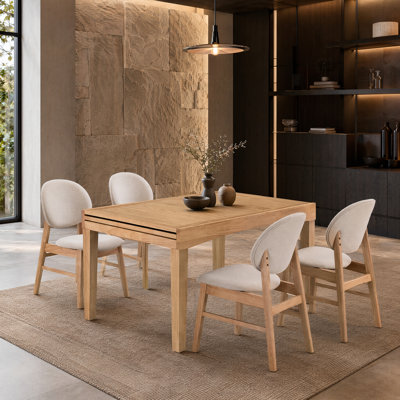 Extendable Dining Set with Upholstered Chairs