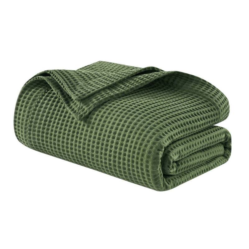 1PC Full/Queen Cotton Blanket, 89.99" L x 89.99" W, Green