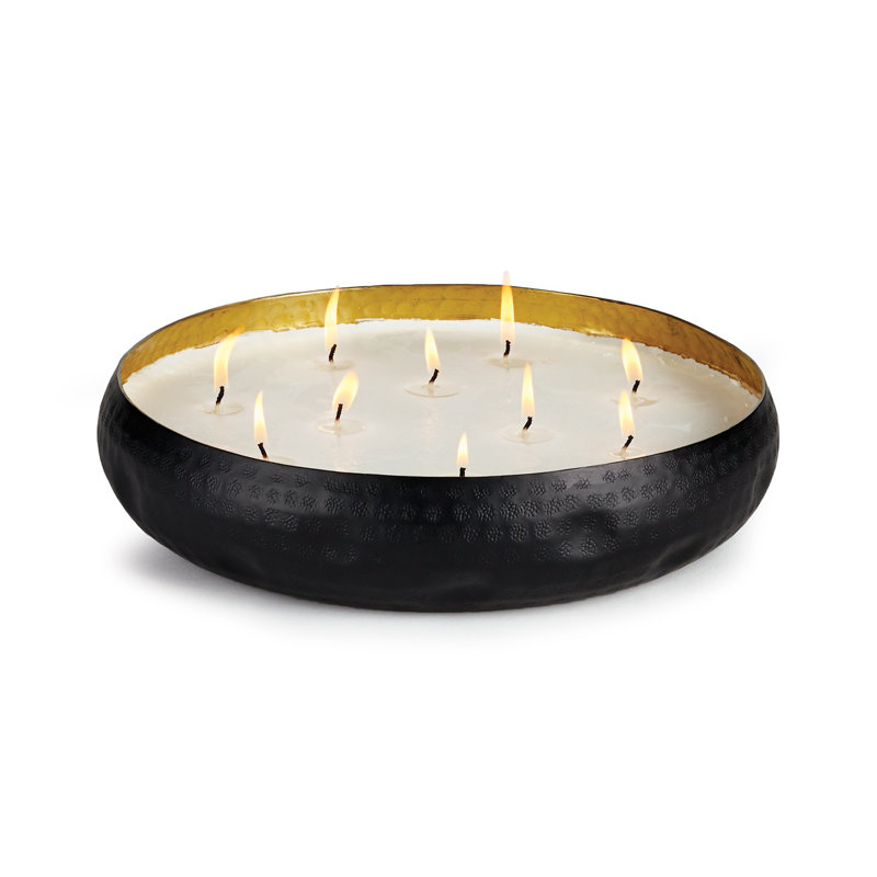 Oudh Noir 10-Wick Candle Tray, 2.5" x 11.25" Designer, Palm Wax