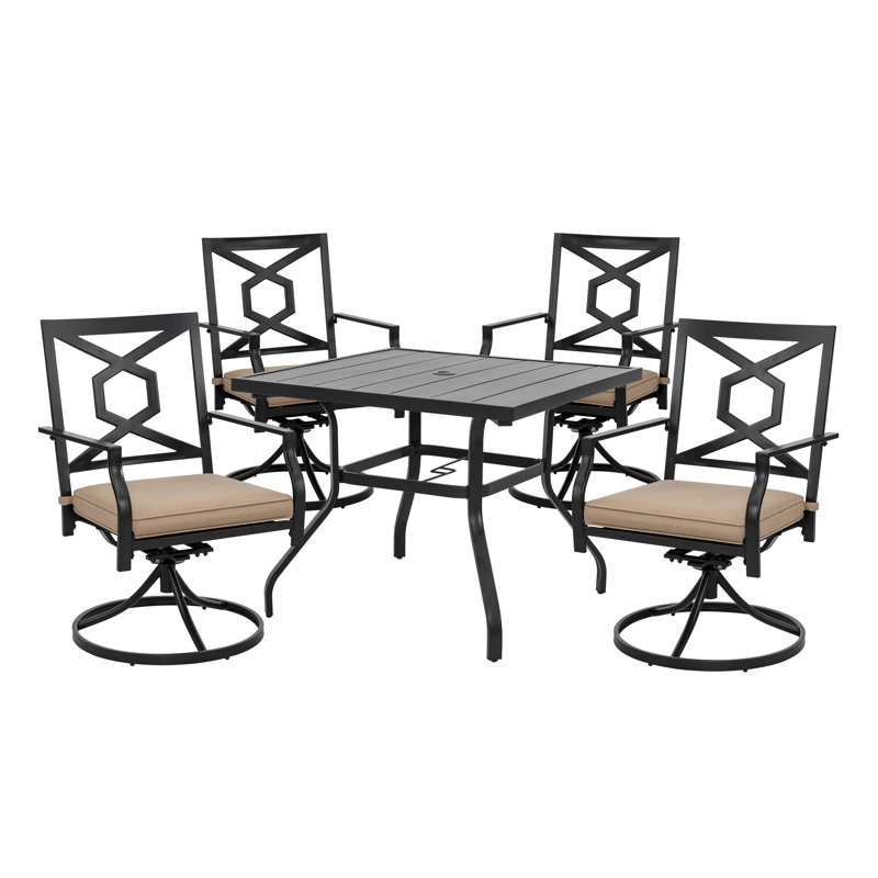Ensemble repas avec coussins, 5 Pieces: Table, 4 Chairs, H 28,3 po x l 37 po x P 37 po