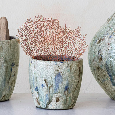 Jardinière en terre cuite avec glacis craquelé
