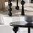 Modern Black Round End Table, Solid Rubberwood Sculptural Side Table 20"D×18"H