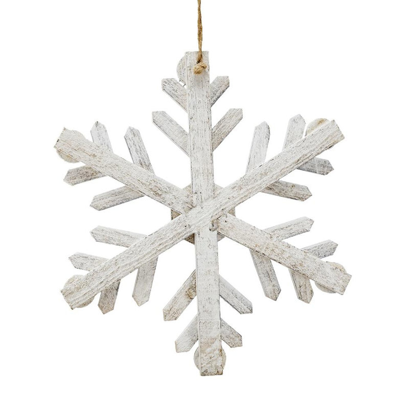 White Fir Wood Snowflake Ornaments Set of 6