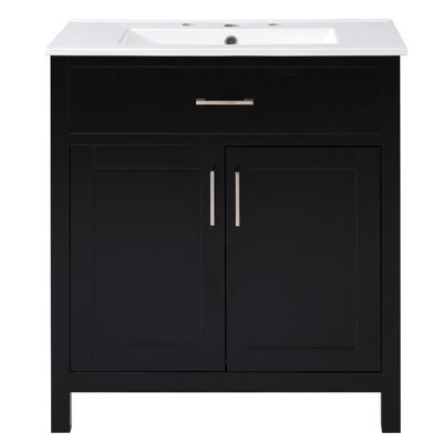 Meuble-lavabo de 30 po avec lavabo en céramique, rangement spacieux, parfait pour les petites salles de bain