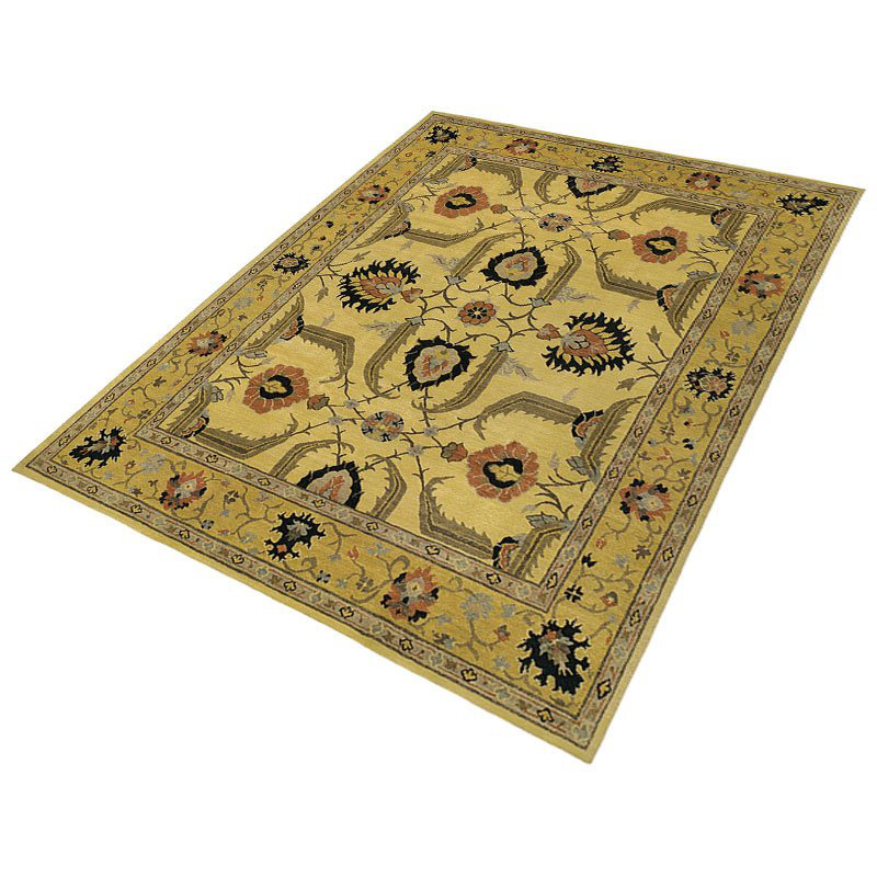Kilkenny Wool Oriental Area Rug in Beige/Gold, Rectangle 3' x 5'