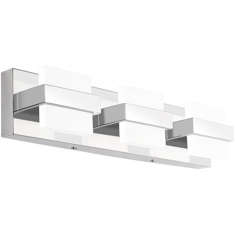 Modern Chrome and Acrylic 3-Light Dimmable LED Vanity Fixture