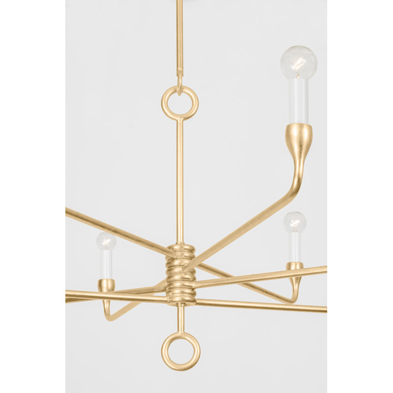 8 - Light Chandelier, Vintage Gold Leaf