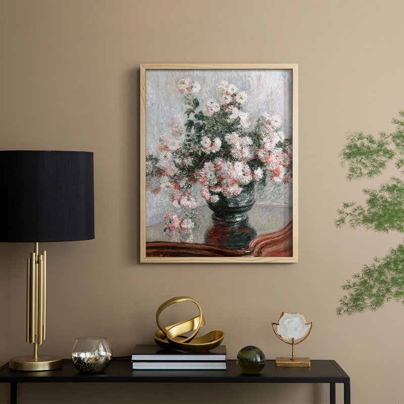 «Vintage Floral Print», impression encadrée CCLxxvii - bois massif, Naturel, H 21 po x l 17 po