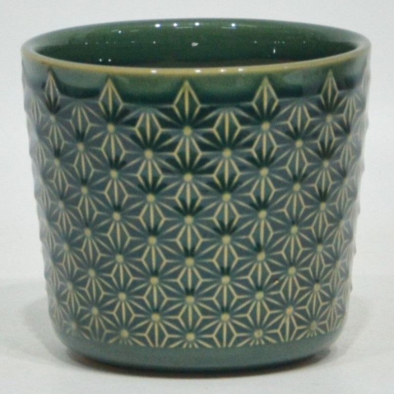 Pot à fleurs à motif floral bleu sarcelle, H 4,8 po x l 4,8 po x P 4,7 po, Sarcelle