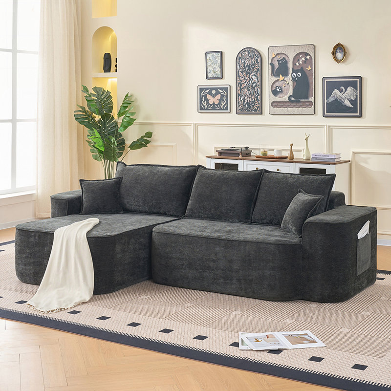 Canapé modulaire en L avec méridienne, sièges très profonds, sans assemblage, canapé d'angle moderne pour salon