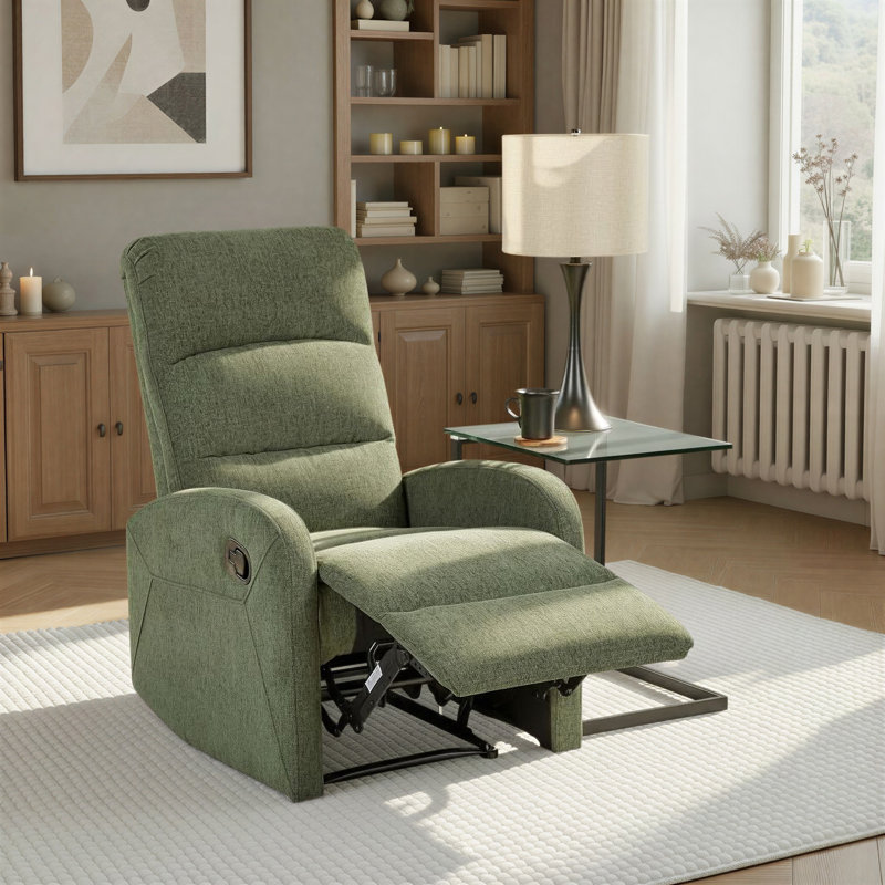 Vadys Upholstered Recliner, Green Fabric