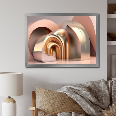 Futuristic Minimal Pink Architecture I - Futuristic Architecture Wall Art Living Room