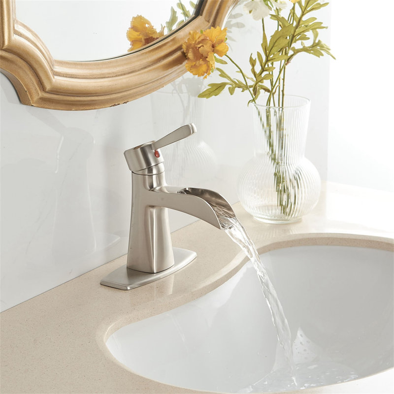 Single-Hole Single-handle Bathroom Faucet with Drain Assembly, Brushed Nickel