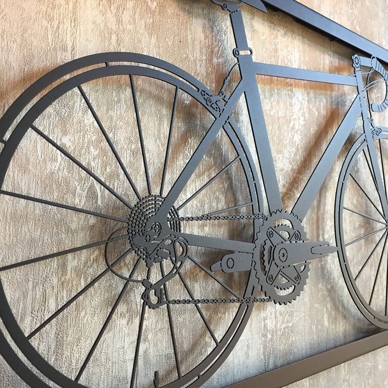 Art mural en métal bicyclette, Noir, H 16 po x l 27,5 po x P 1 po