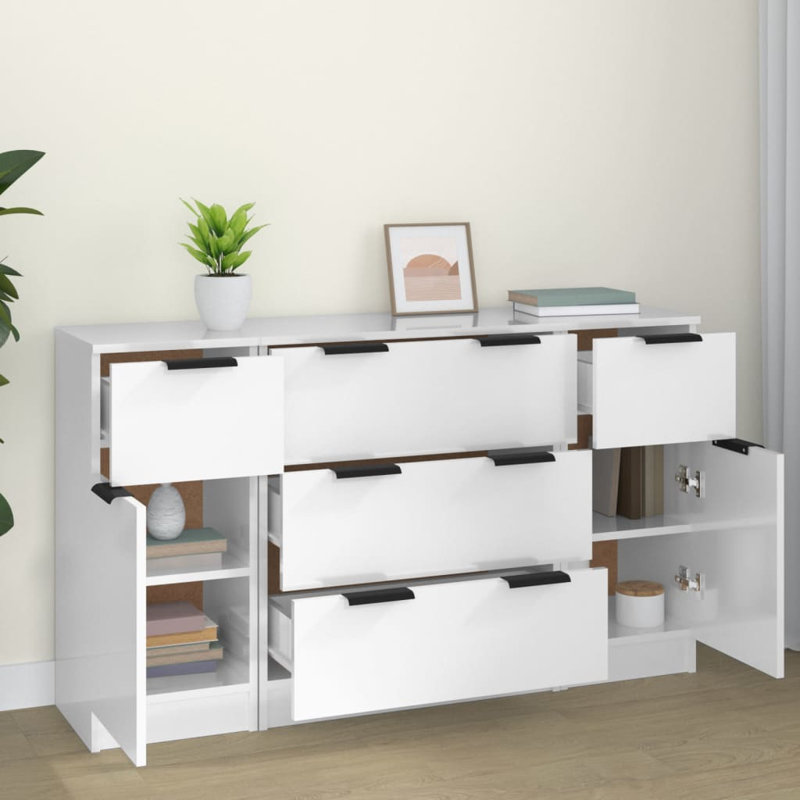 Kashun 69.5Cm Wide 3 Drawer Highboard, White