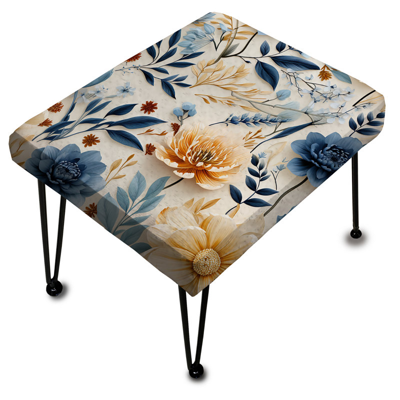 Mediterranean Flora Botanical Pattern - Floral Rectangle Ottoman