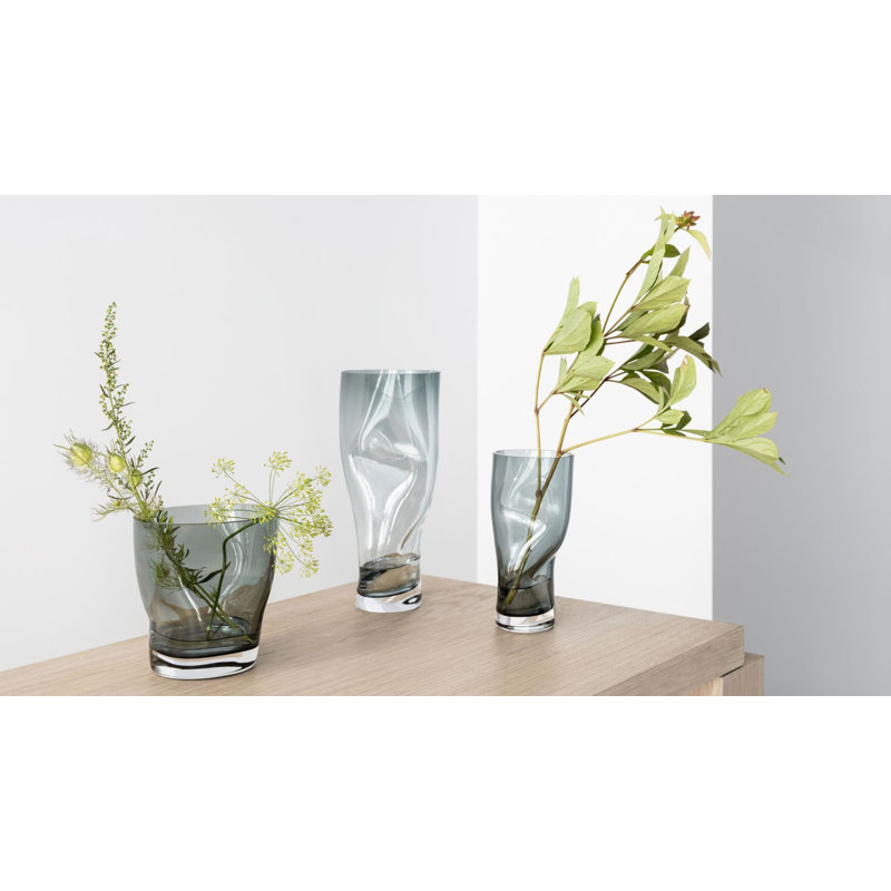 Squeeze Handmade Glass Table Vase, Blue/Gray
