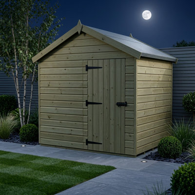 Total Sheds 8ft x 5ft Apex Garden Shed - Single Door - No Windows - Pressure Treated Timber - UK Manufactured