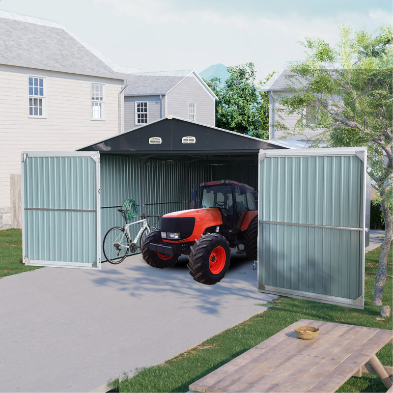 Remise de rangement extérieure spacieuse pour plusieurs véhicules et outils