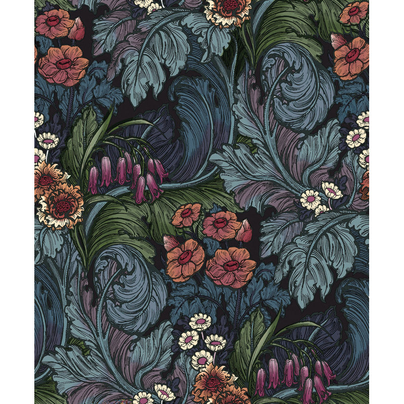 Llewelyn-Bowen - Off The Wall Floral Non-Woven Wallpaper Roll, Teal