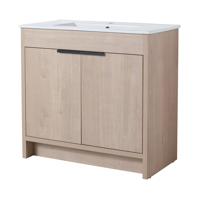 Meuble-lavabo autoportant 36 po Zowie, Marron clair