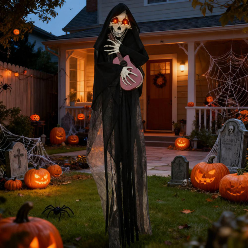 Décoration d'Halloween pour l'extérieur, jeu de guitare Grim Reaper, décoration d'Halloween pour l'extérieur