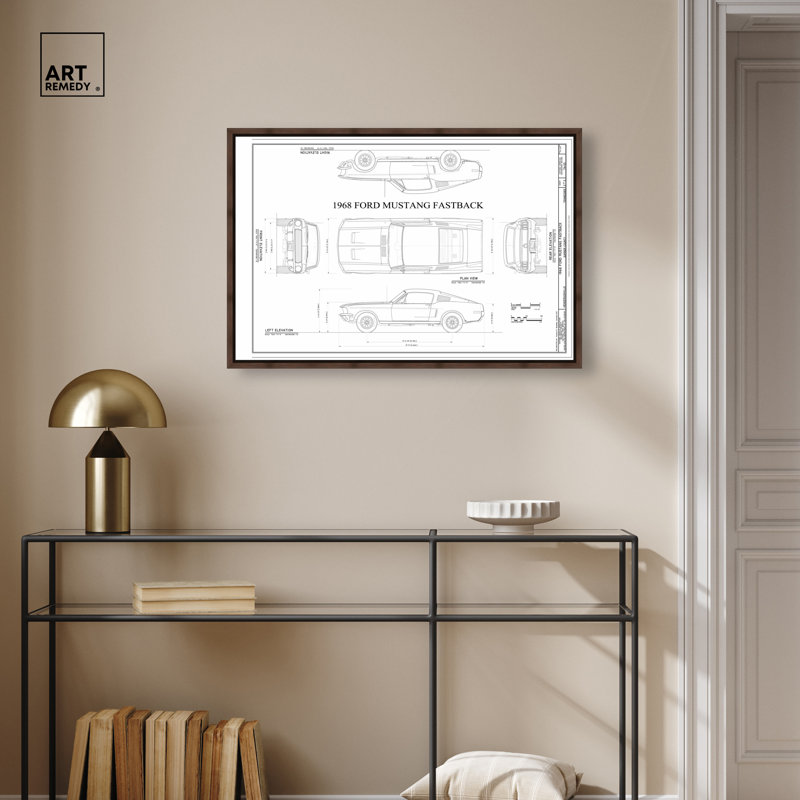 Décoration murale Mustang Fastback , 21"H x 31"W, Cadre noyer