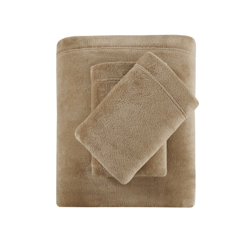 Drap simple taupe - 100% pour un espace de sommeil confortable, brossé des deux côtés, livré avec un drap plat, des draps-housses et une taie d'oreiller, des matelas élastiques de 16 po, 3 pièces lavables à la machine dans un ton doux