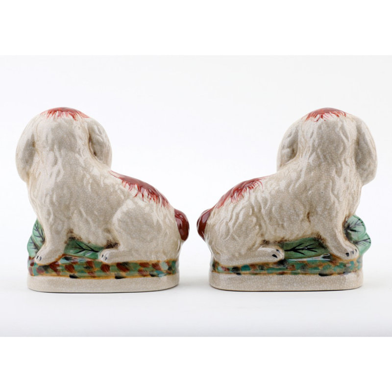 Small Staffordshire Bunny Hares Figurine, Orange, 6.5" H x 6" W x 3" D