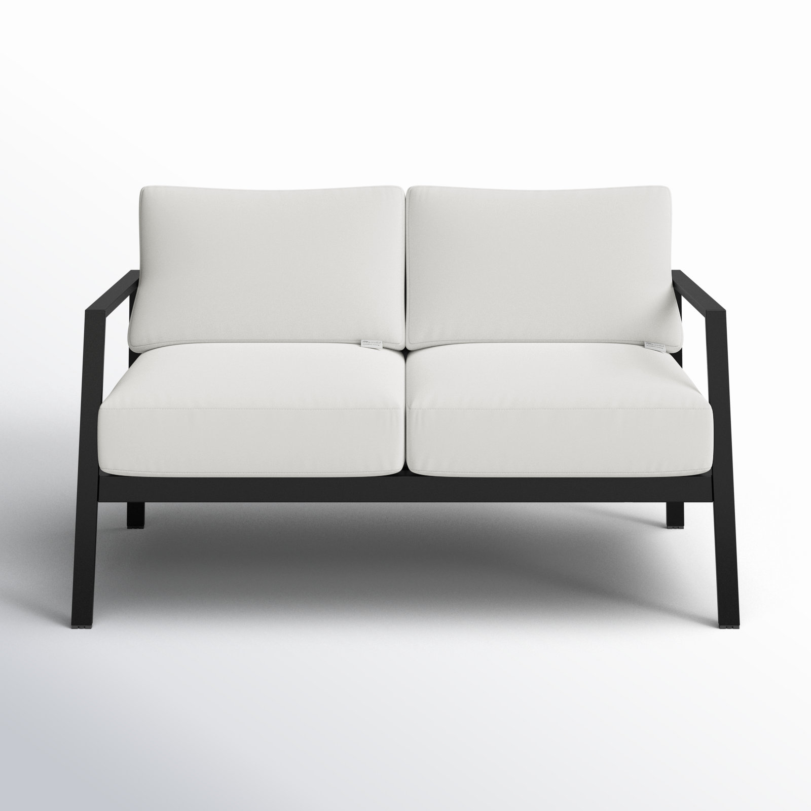 Armando 51" Sunbrella® Patio Loveseat, White Sunbrella®, Black
