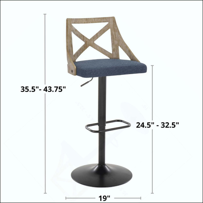 Tabouret de bar réglable en métal, bois, avec repose-pieds arrondi en T - ensemble de 2