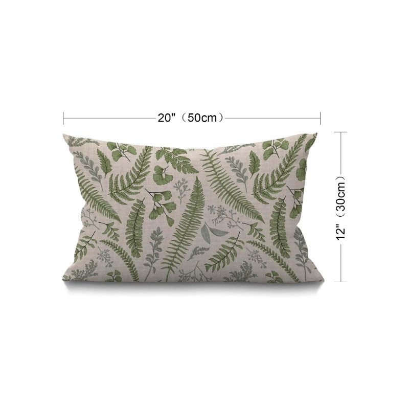 Leaves Cushion Cover Outdoor Linen Pillowcase ,30X50cm 12X20 Inch