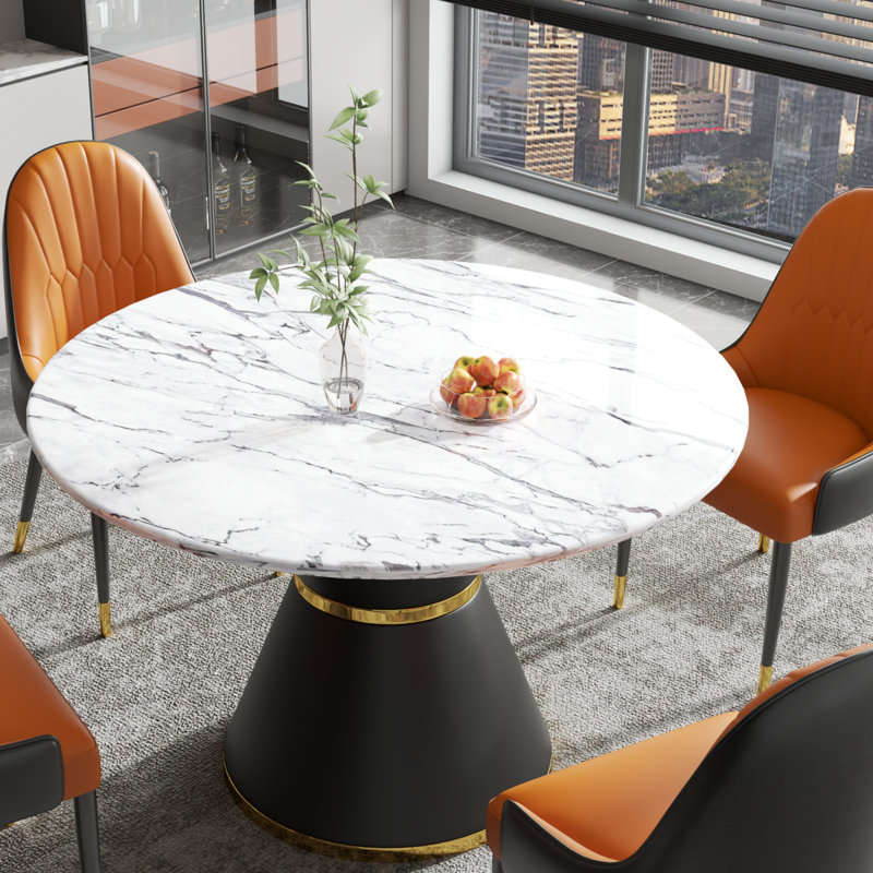 Table de salle à manger 46,85 po, Marbre blanc
