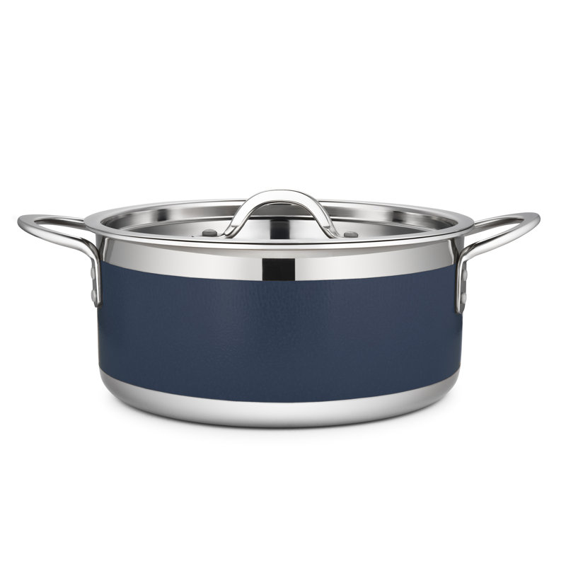 Marmite en acier inoxydable avec couvercle Bon Chef, 4,28 pte, Bleu de cobalt