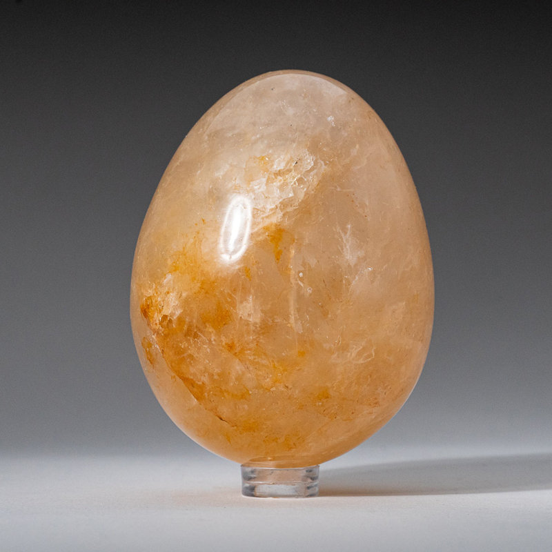 Œuf de quartz véritable poli (3 po) du Brésil, H 3 po x l 2 po x P 2 po, Jaune et orange