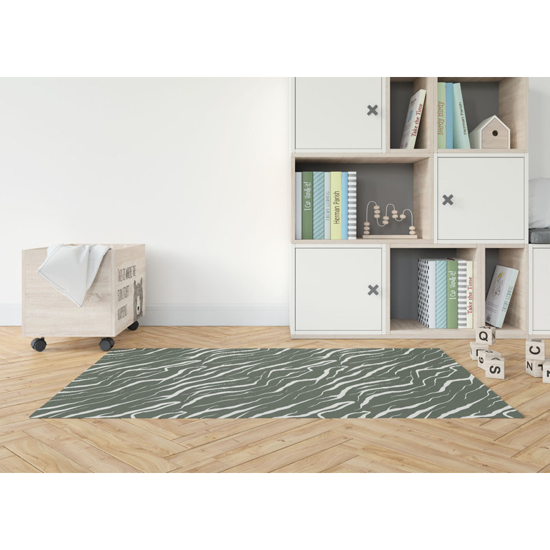 Lush Cracks Kids Play Mat, Chimichurri/Green, Rectangle 2' x 3'