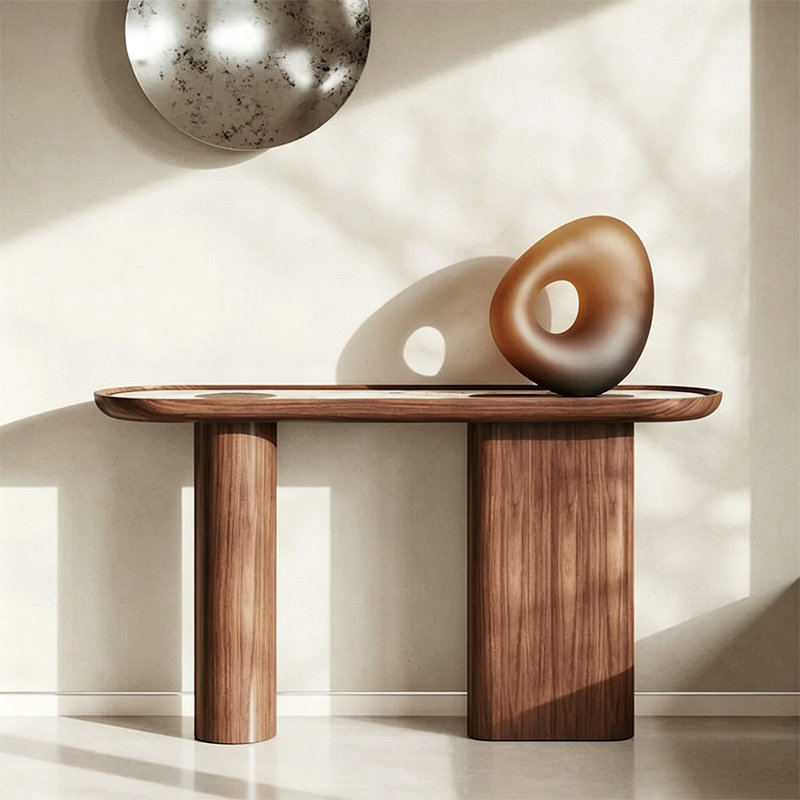Table de hall d'entrée luxueuse de style italien, Brown, Brun, Brun