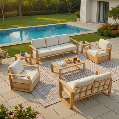 Ensemble de conversation pour patio 7 personnes avec coussins