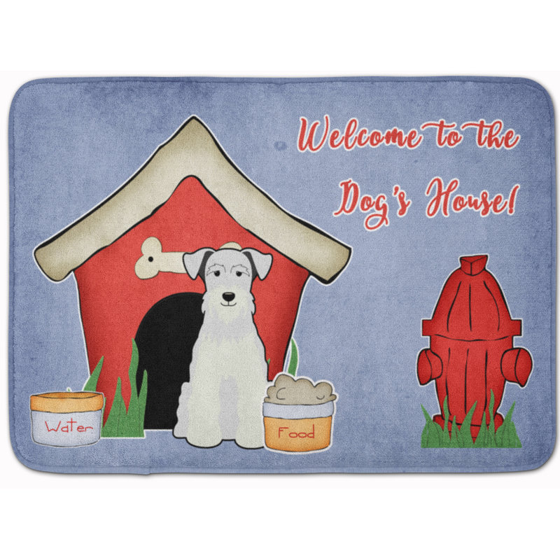 Tapis pour salle de bain miniature en microfibre antidérapant Dog House, Blanc
